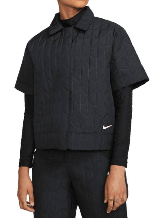 Essential Quilted Short Sleeve Shirt Black - NIKE - BALAAN 1