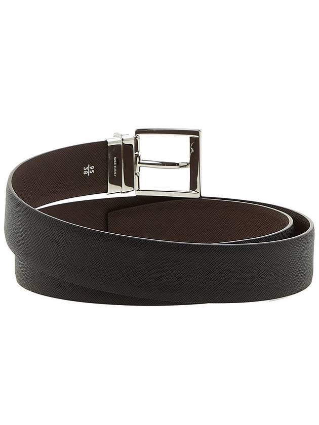 Two-Tone Reversible Saffiano Belt Black Brown - PRADA - BALAAN 5