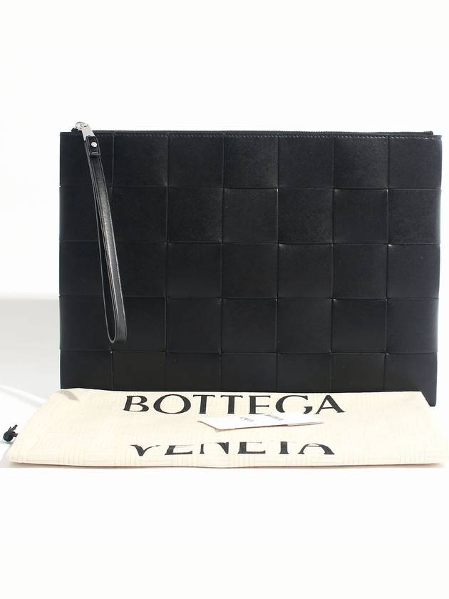 Intrecciato Weaving Strap Clutch Bag Black - BOTTEGA VENETA - BALAAN 7