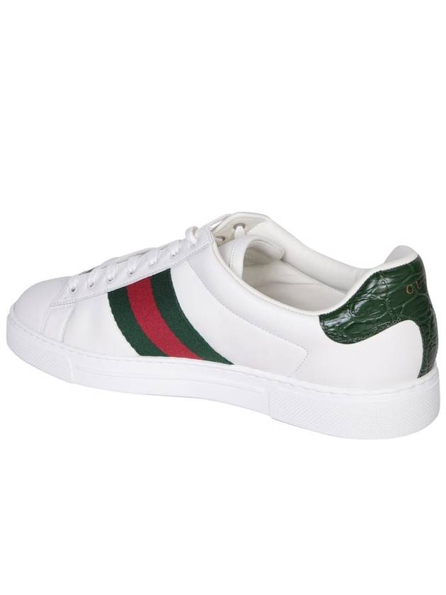 Ace Web Leather Low Top Sneakers White - GUCCI - BALAAN 4