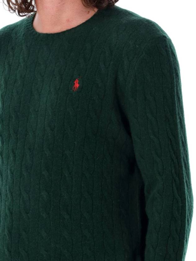 Embroidered Logo Cable Knit Top Green - POLO RALPH LAUREN - BALAAN 4