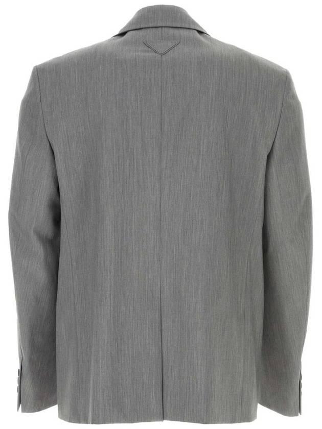 Single Breasted Mohair Wool Jacket Jacket Grey - PRADA - BALAAN 3