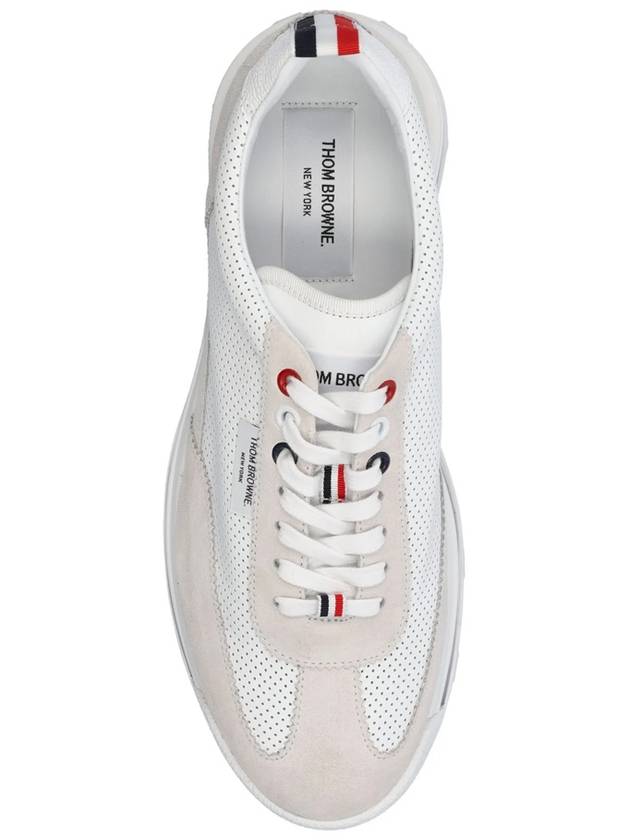 Vitello Calf Leather Clear Sole Tech Runner Sneakers White - THOM BROWNE - BALAAN 5