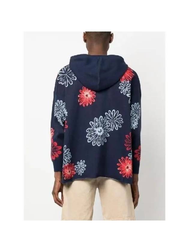 Logo flower jacquard hood knit HO10 KN14A23 NAV - BLUEMARBLE - BALAAN 4