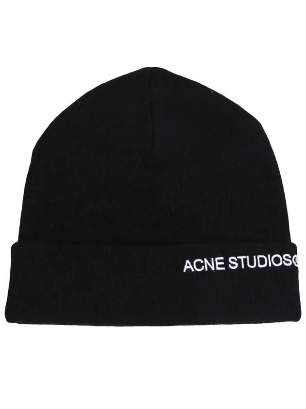 Logo Embroidered Ribbed Knit Beanie Black - ACNE STUDIOS - BALAAN 9