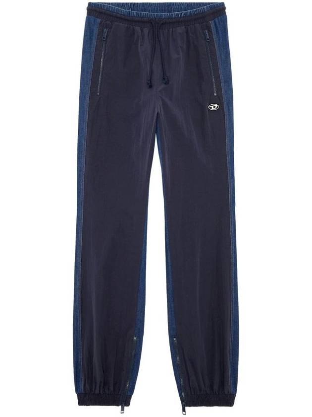 P Bright Wrinkled Nylon Denim Track Pants Blue - DIESEL - BALAAN 1