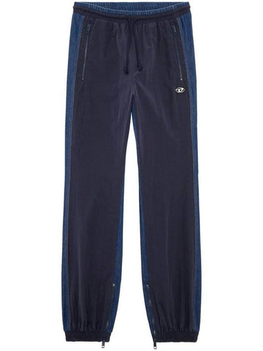 P Bright Wrinkled Nylon Denim Track Pants Blue - DIESEL - BALAAN 1