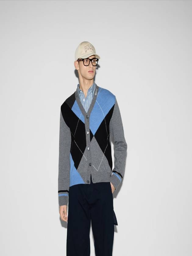 Wool Cashmere Argyle Knit Cardigan XXL 806194 - GUCCI - BALAAN 10