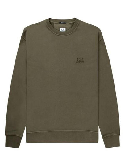 Brushed Emerized Diagonal Fleece Logo Crew Neck Sweatshirt Green - CP COMPANY - BALAAN 2