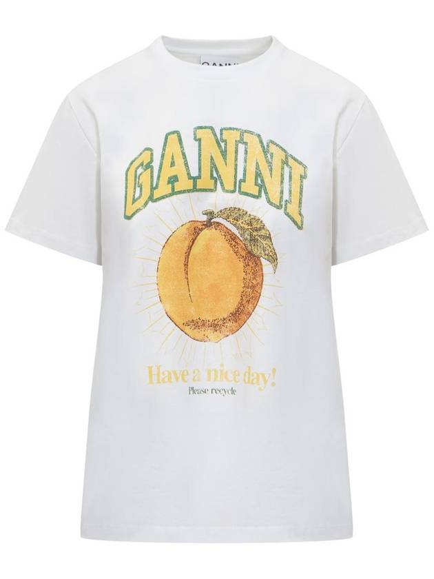 Women's Relaxed Peach Print Short Sleeve T-Shirt White - GANNI - BALAAN 2