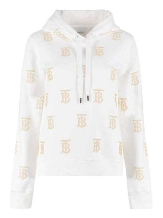 Cotton Logo Pattern Print Hoodie White - BURBERRY - BALAAN 1