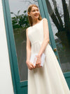 Women's ARMIS Square Neck Sleeveless Flared Long Dress Ivory - AME - BALAAN 6