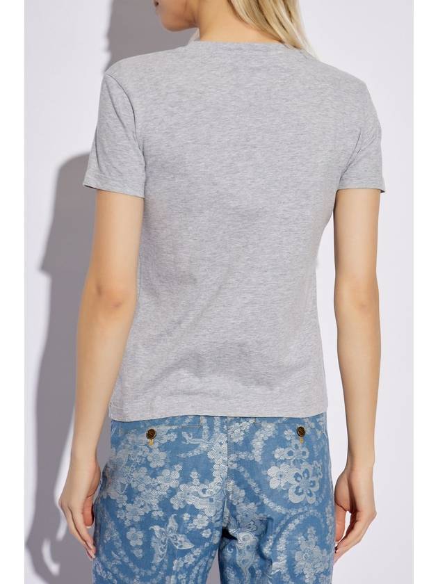 Etro T-shirt With Embroidered Logo, Women's, Grey - ETRO - BALAAN 4