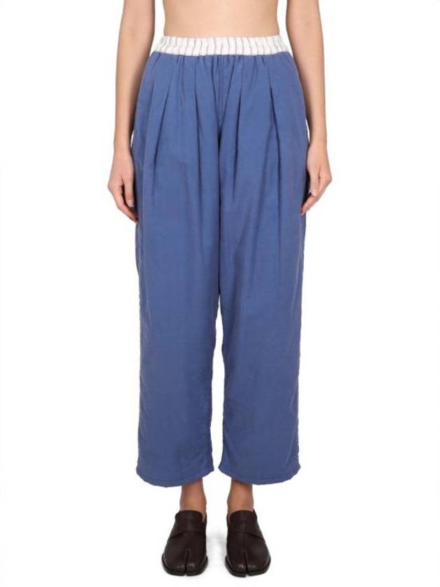 Loose Fit Cotton Crop Pants Blue - MAISON MARGIELA - BALAAN 1