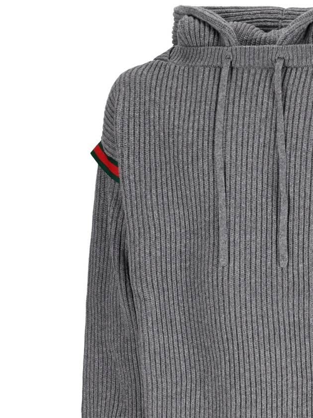 Wool Cashmere Hoodie Grey - GUCCI - BALAAN 4