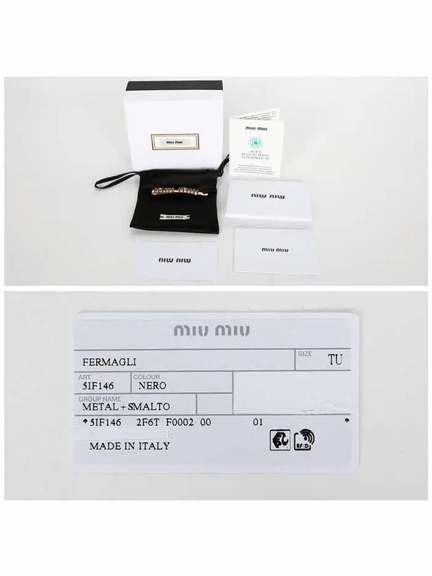 Enamel Metal Hair Clip Gold Black - MIU MIU - BALAAN 5