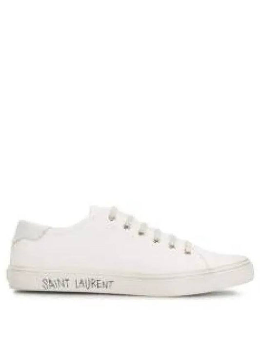 Malibu Logo Canvas Low Top Sneakers White - SAINT LAURENT - BALAAN 2