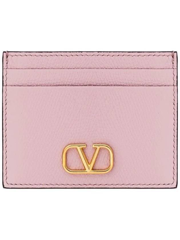 V Logo Signature Card Wallet Pink - VALENTINO - BALAAN 1