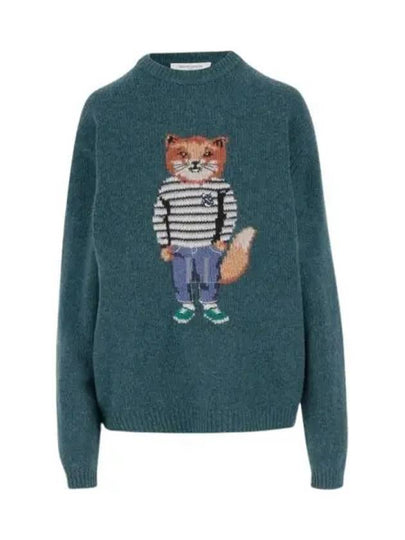 Dressed Fox Intarsia Knit Top Pine - MAISON KITSUNE - BALAAN 2