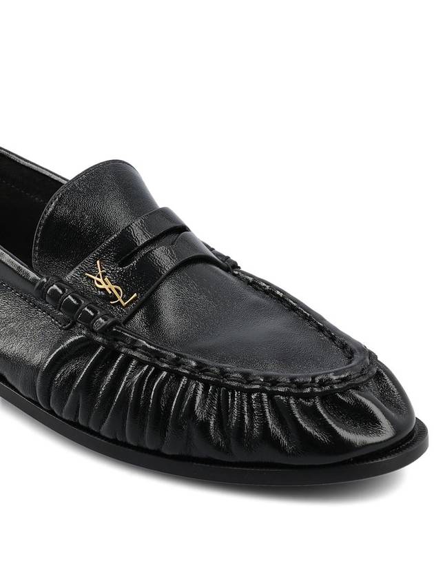 Le Signature Cassandre Logo Plaque Lamb Skin Loafer Black - SAINT LAURENT - BALAAN 5