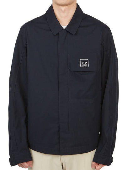 Metropolis Logo Patch Shirt Zip Up Jacket Navy - CP COMPANY - BALAAN 2