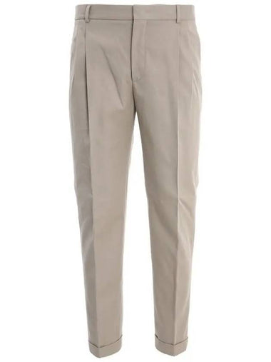 Pintuck Viscose Virgin Wool Tapered Straight Pants Beige - LORO PIANA - BALAAN 1