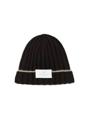 Men s Cashmere Chunky Rib Knit Beanie Black 270950 - BRUNELLO CUCINELLI - BALAAN 1