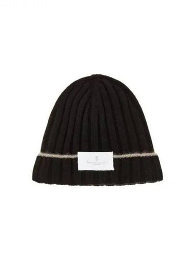 Men s Cashmere Chunky Rib Knit Beanie Black 270950 - BRUNELLO CUCINELLI - BALAAN 1