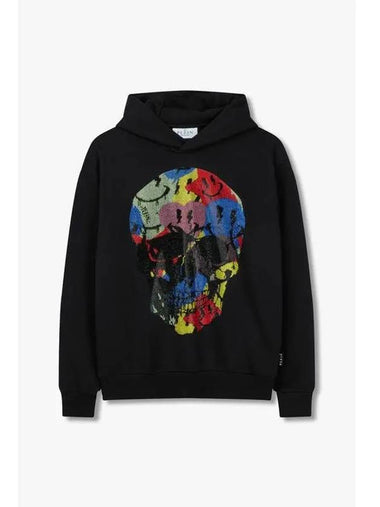 Men s Colorful Hotfix Skull Hooded Sweatshirt Black - PHILIPP PLEIN - BALAAN 1