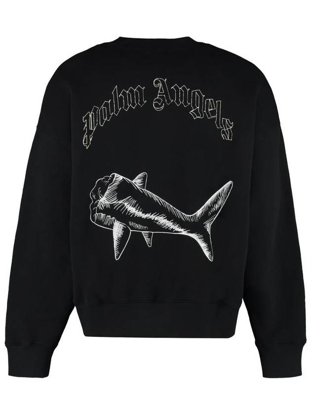 Men's Split Shark Crew Neck Sweatshirt Black - PALM ANGELS - BALAAN 3