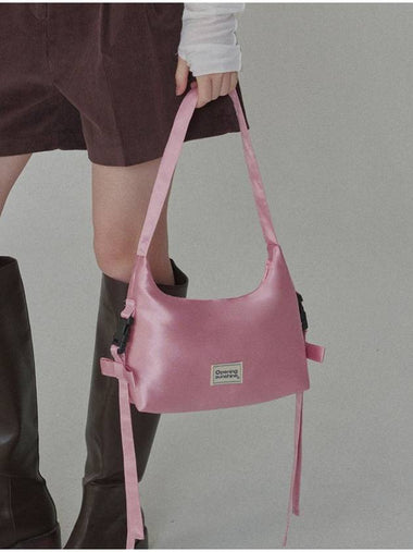 Side Detailed Ribbon Hobo Bag Pink - OPENING SUNSHINE - BALAAN 1