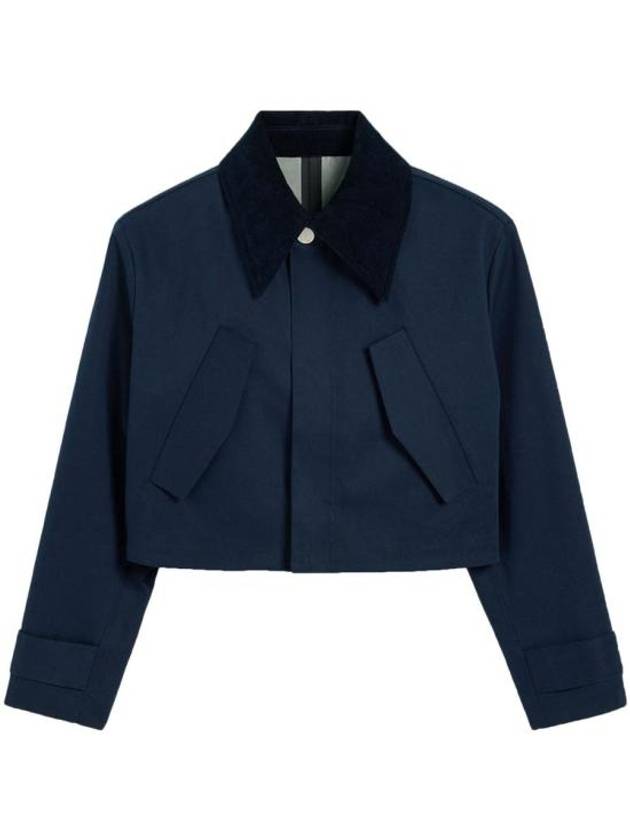 Flap Pocket Cropped Jacket Navy - AMI - BALAAN 1