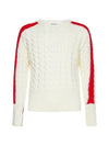 Men's Three Stripes Merino Wool Cable Knit Top White - THOM BROWNE - BALAAN 1