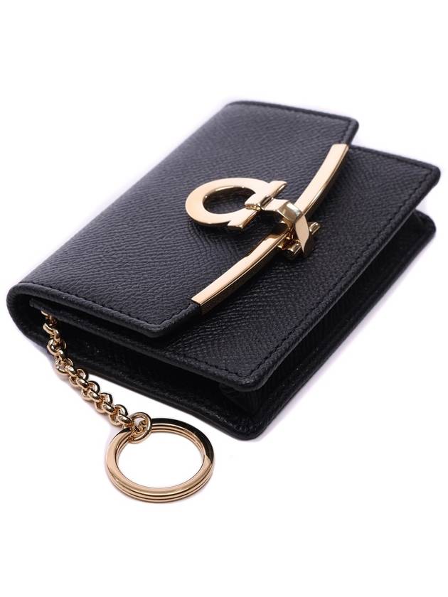 Gancini Calfskin Card Wallet Black - SALVATORE FERRAGAMO - BALAAN 6