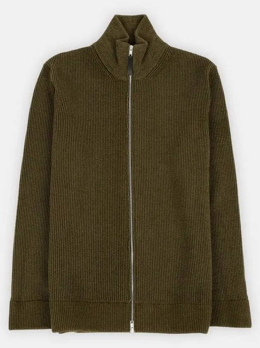 Stitch Knit High Neck Full Zip Up Cardigan Olive - MAISON MARGIELA - BALAAN 2