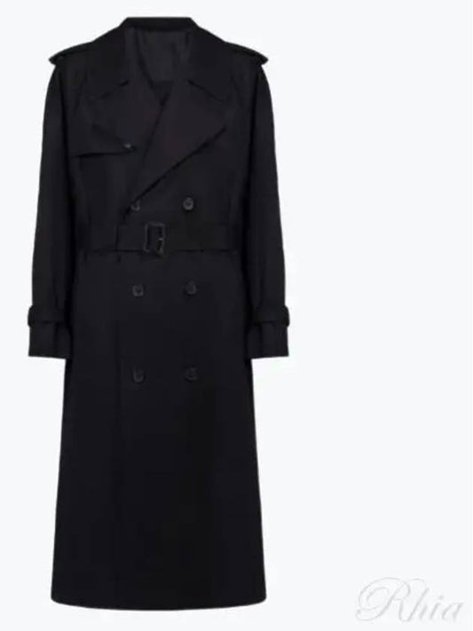 Double breasted epaulet trench coat W4009R04 BLK - WARDROBE.NYC - BALAAN 1
