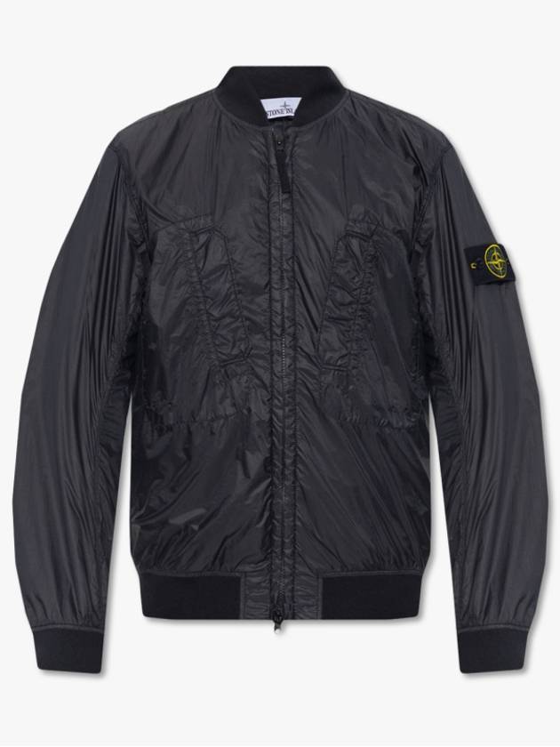 Logo Patch Bomber Jacket Black - STONE ISLAND - BALAAN 2