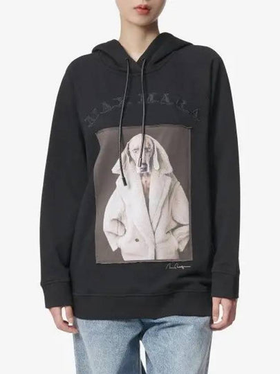 Lillo Graphic Print Cotton Hoodie Black - MAX MARA - BALAAN 2