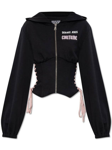 Versace Jeans Couture Sweatshirt With Decorative Side Lacing, Women's, Black - VERSACE - BALAAN 1