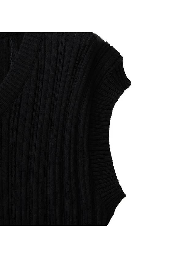 Cotton Stripe Damage Vest Black - NOIRER - BALAAN 7