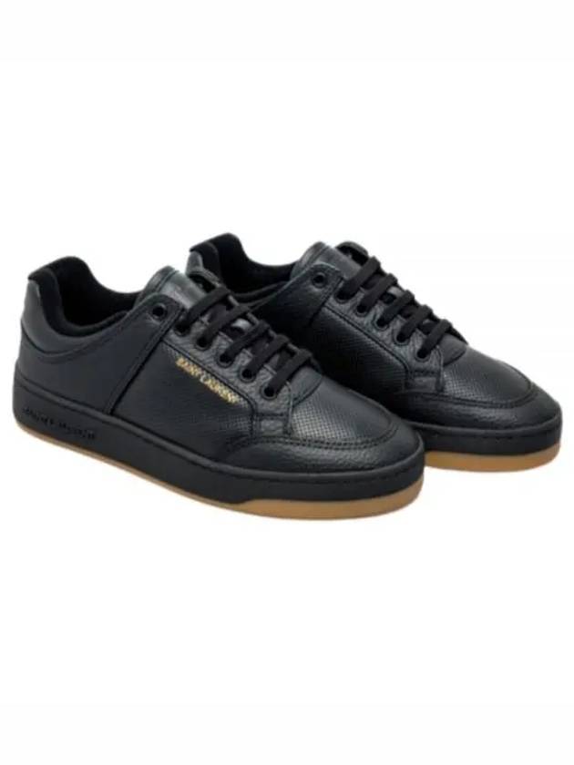 SL 61 Logo Signature Leather Low Top Sneakers Black - SAINT LAURENT - BALAAN 2