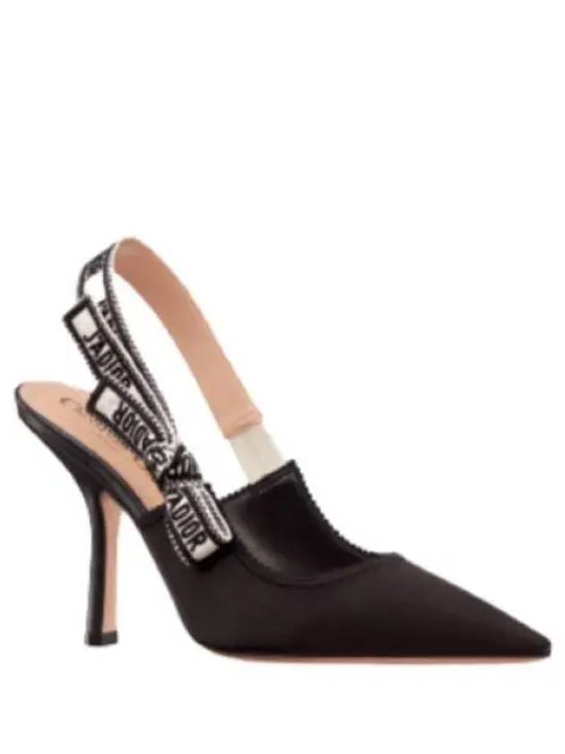 J'adior Embroidered Satin Cotton Slingback Heels Black - DIOR - BALAAN 2