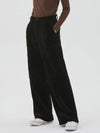 RYUL+WAI: Velvet Corduroy Wide String Pants Black - RYUL+WAI: - BALAAN 1