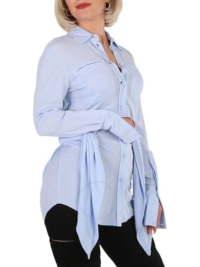 Burberry Ladies Pale Blue Sash Detail Jersey Oversized Shirt, Brand Size 6 (US Size 4) - BURBERRY - BALAAN 2