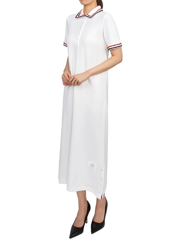 RWB Trimmed Polo Cotton Midi Dress White - THOM BROWNE - BALAAN 5