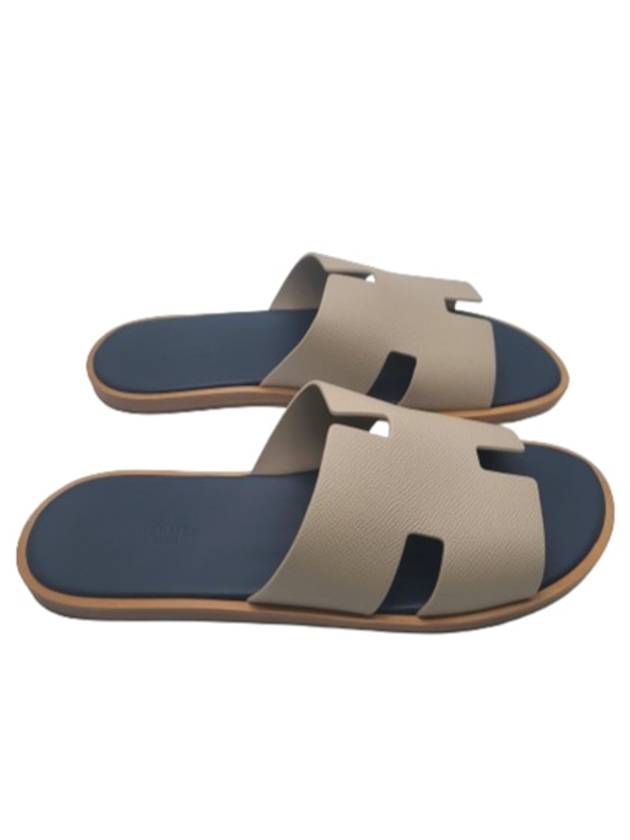 Izmir Leather Slippers Navy Ivory - HERMES - BALAAN 3