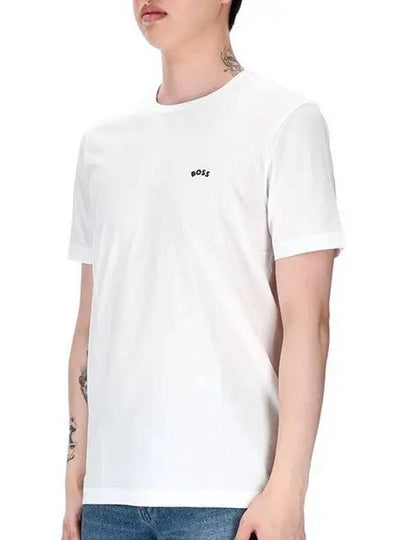 Curved Logo Short Sleeve T-Shirt White - HUGO BOSS - BALAAN 2