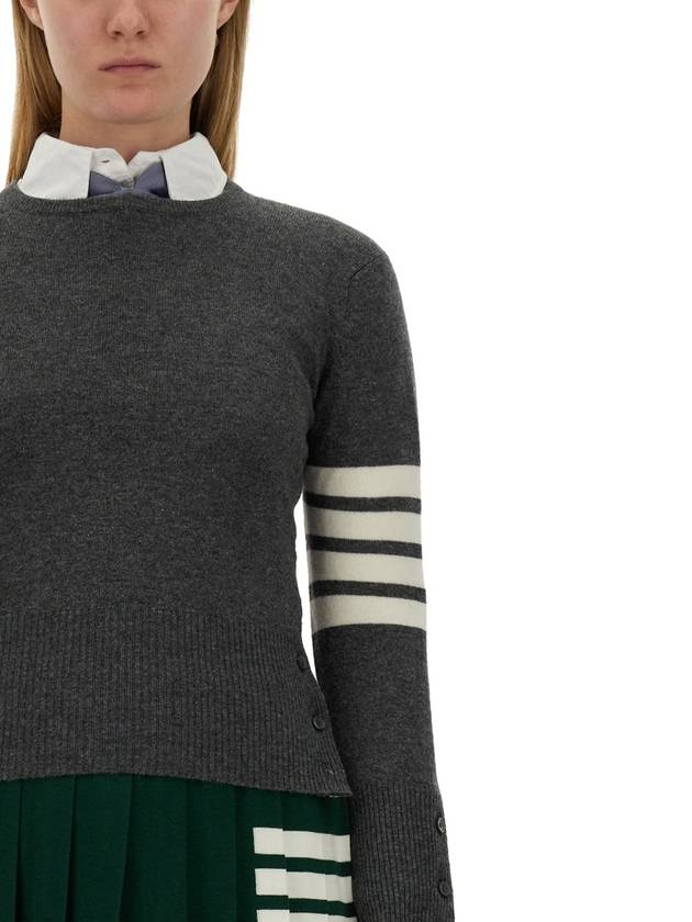 Women's 4 Bar Classic Cashmere Pullover Knit Top Grey - THOM BROWNE - BALAAN 5