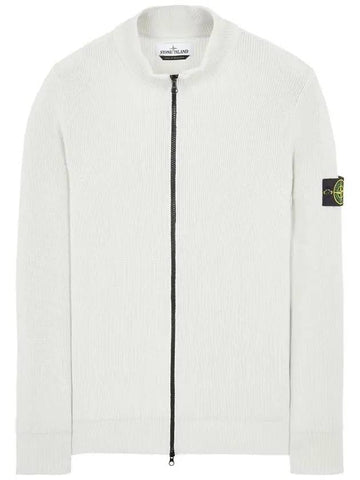 Logo tab zip up jacket white - STONE ISLAND - BALAAN 1