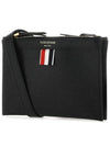 Document Holder Pebble Grain Leather Mini Cross Bag Black - THOM BROWNE - BALAAN 3